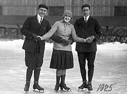 Skating, man, woman, ice-skating rink, winter, smile, free time Fortepan 14348