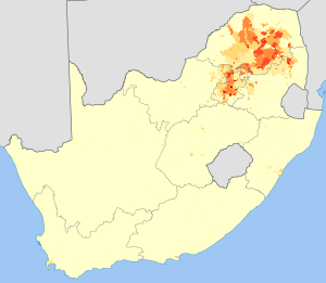 South Africa 2001 Northern Sotho speakers density map