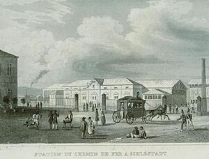 Station du chemin de fer à Schlestadt