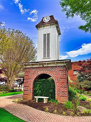 The clock tower of the old Macon County Courthouse (1881–1972) in Franklin NC 03