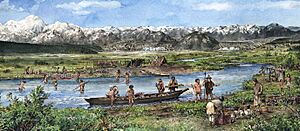Tlingit salmon fishing camp in the 1700s