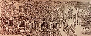 Traced and restored map illustration from "Tian Fei Jing" first volume of Zheng He's voyages to the West