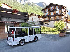 Typical electric taxi seen in Saas-Fee and Grächen