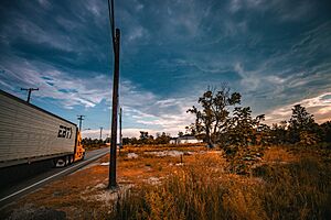 U.S. Rte 69 at East 1st St, Picher, Oklahoma, looking south, August 2023