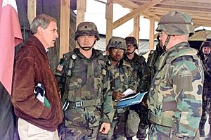 U.S. Senator Dan Coats (R-IN) visits Mobile Army Surgical Hospital in Bosnia-Herzegovina in 1996