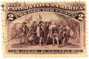 US stamp 1893 3c Landing of Columbus