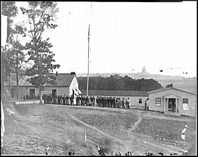 Washington, D.C. Band before officers' quarters at Harewood Hospital LOC ppmsc.03312