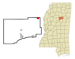 Location of Mantee, Mississippi
