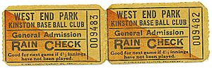 West End Park, baseball tickets