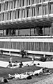 Women sunning selves at Geneva headquarters of World Health Organization, 1969