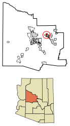 Location of Clarkdale in Yavapai County, Arizona.