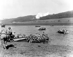 1st Infantry Division, crossing the Weser River