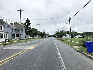 2022-07-07 12 00 17 View east along Delaware State Route 16 (Main Street) at Old State Road in Ellendale, Sussex County, Delaware