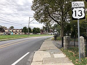 2022-10-16 12 20 07 View south along U.S. Route 13 (Church Lane) just south of Baily Road in Yeadon, Delaware County, Pennsylvania