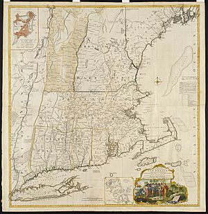 Map of New England Colonies in 175
