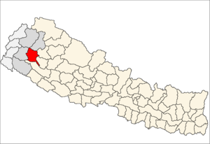 Location of Achham district in Nepal