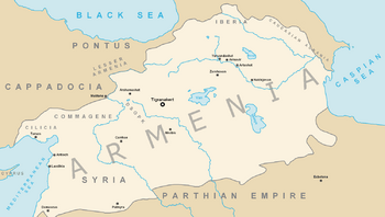 Kingdom of Armenia at its greatest extent under the Artaxiad Dynasty after the conquests of Tigranes the Great, 80 BC.