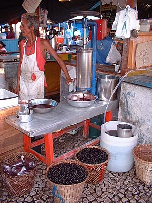 Banca de açai na rua Belem
