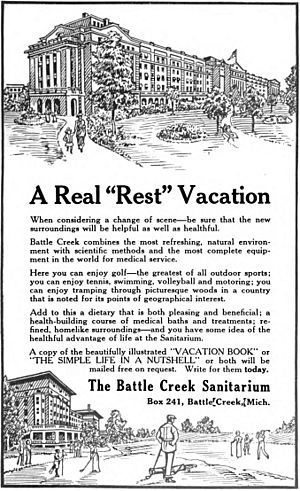 Battle Creek Sanitarium ad, Golfers Magazine March 1916 (page 3 crop)