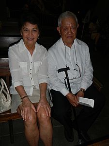 Cesar Virata and his wife Phylita at the funeral of Onofre Corpuz 2013jf