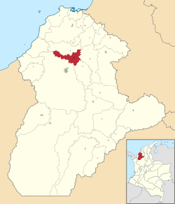 Location of the municipality and town of Cereté in the Department of Cordoba