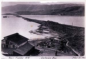 Construction of the Bayshore Cutoff across Visitacion Bay, November 21, 1905