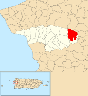 Location of Corcovada within the municipality of Añasco shown in red