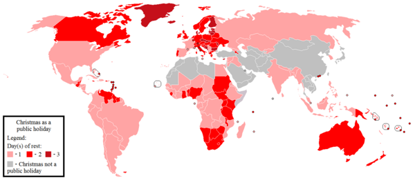 Countries that recognize Christmas as a Public Holiday