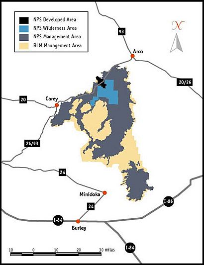 Craters of the Moon management sections map