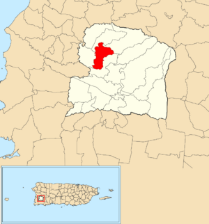 Location of Duey Alto within the municipality of San Germán shown in red