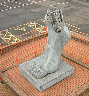 Footplate sculpture at Flint Station. - geograph.org.uk - 384656