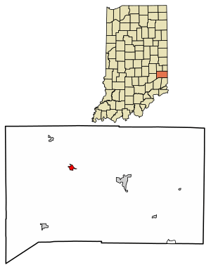 Location of Metamora in Franklin County, Indiana.
