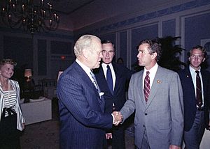 Gerald Ford greets George W. Bush