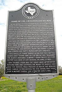 Historical marker at Fannin Monument