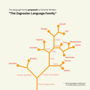 Hypothesized tree of the Elamo-Dravidian language family