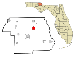 Location in Jackson County and the state of Florida