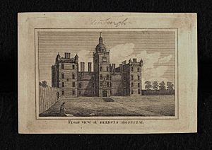 Jacobite broadside - Front view of Heriots Hospital