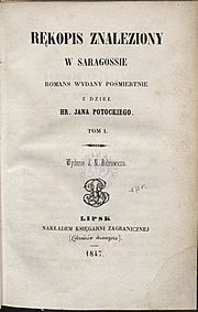 Jan Potocki - Rękopis znaleziony w Saragossie, 1847