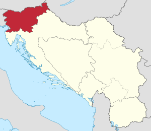 Locator map Slovenia in Yugoslavia