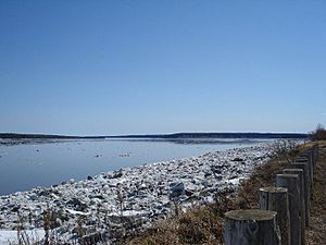 Mackenzie River breakup at Fort Simpson