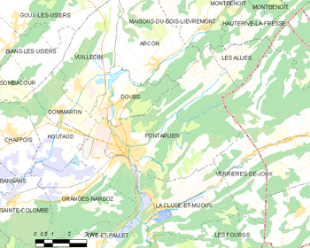 Map of the commune of Pontarlier