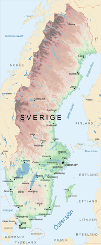Map of Sweden Topography (polar stereographic) Sv