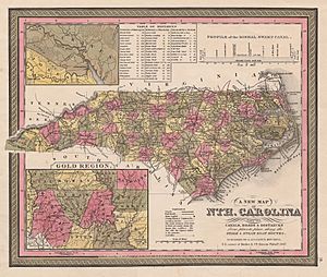 Map of the State of North Carolina showing the gold region 1847