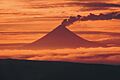 Mount Shishaldin at sunset