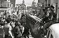 Mounted policemen watch a Vietnam War protest march in San Francisco, April 1967