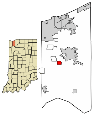 Location of Aberdeen in Porter County, Indiana.