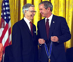 President George W. Bush Presents the Presidential Medal of Freedom Award to Fred Rogers (cropped)