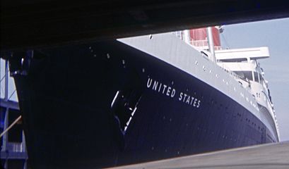 SS United States in dock at Pier 86 in New York on 31 July 1964