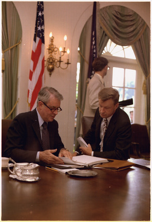 Secretary of State Cyrus Vance and National Security Council Advisor Zbigniew Brzezinski. - NARA - 175514