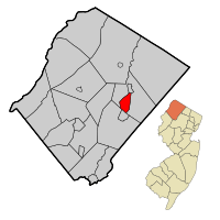Map of Franklin in Sussex County. Inset: Location of Sussex County in New Jersey.
